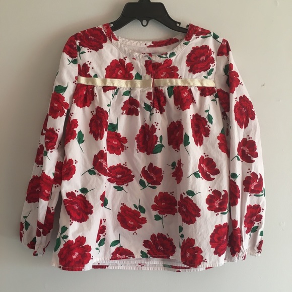 Crown & Ivy Kids floral shirt red flowers - Picture 1 of 5